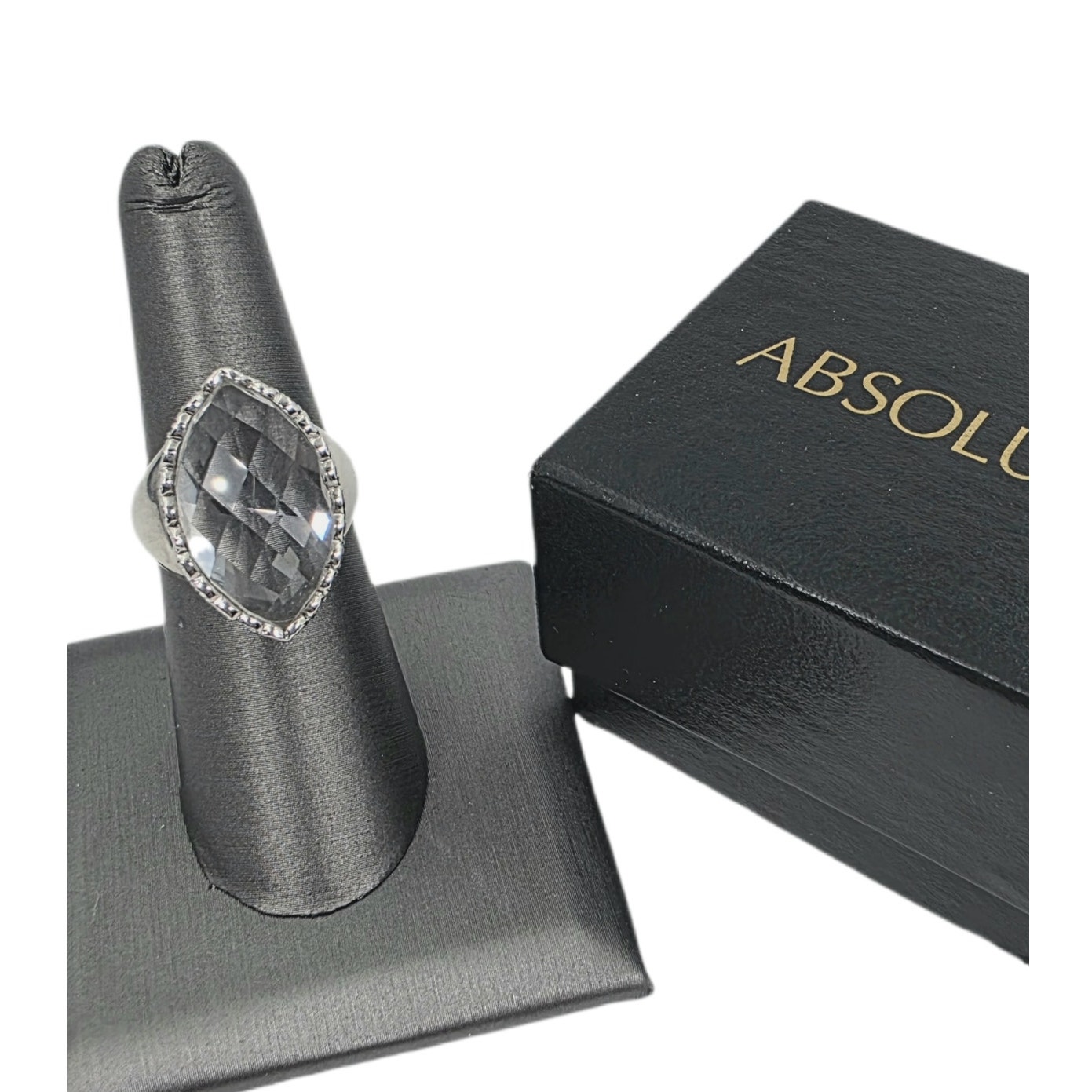 Vintage Absolute Simulated White Topaz Filigree Sterling Silver Ring Size 7 32$